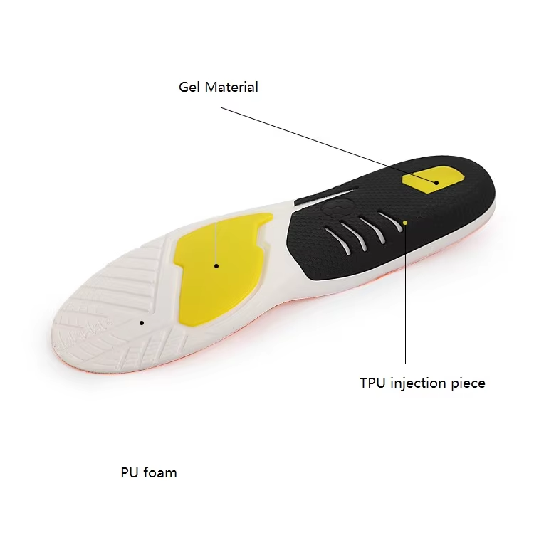 PU & Gel hybrid arch support orthopedic insoles - combines stability with shock absorption